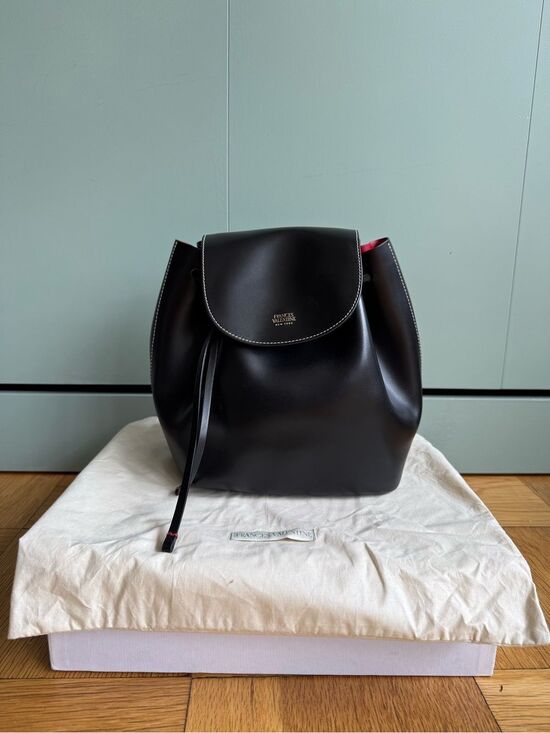 NWOT Frances Valentine Small Ann Backpack, Black Calfskin w/ Red Lining main image 8